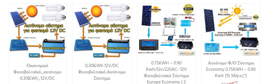 12V Φ/Β Σύστημα-Α Economy 0.75KWH – 0.90 KWH/220AC